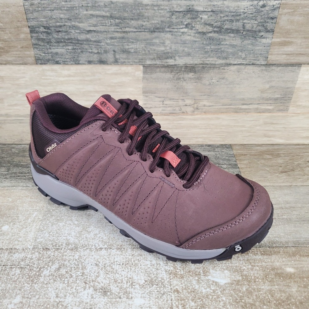 Oboz Sypes Low Womens Shoes Sz 7.5 Peppercorn Leather B-Dry Hiking Waterproof